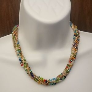 Sparkly Multi Colored Beaded Necklace w/ Magnetic Closure